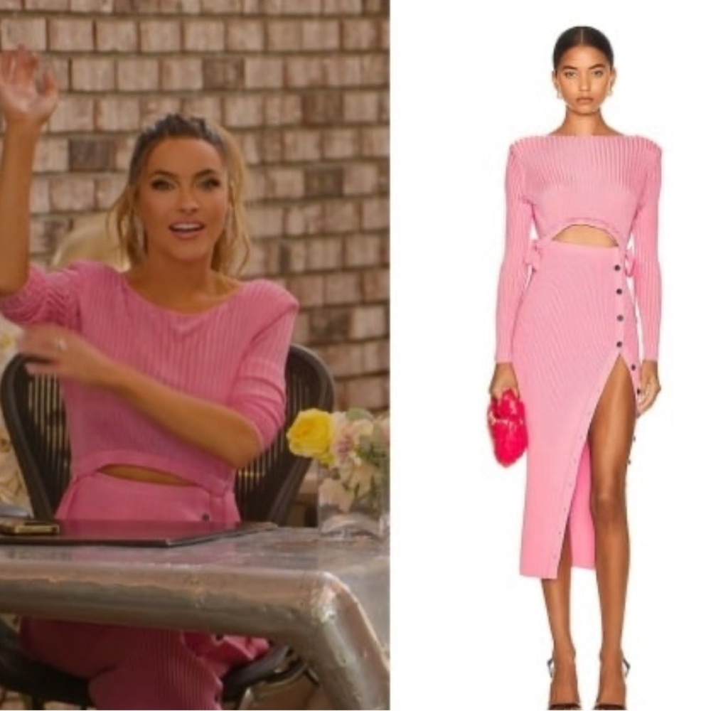 Ribbed-knit midi dress by Self Portrait.